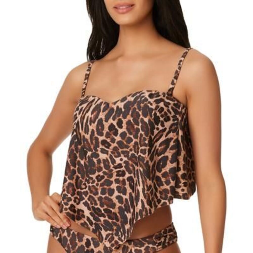 Bar III Cheetah Bandeau Tankini Top In Natural M